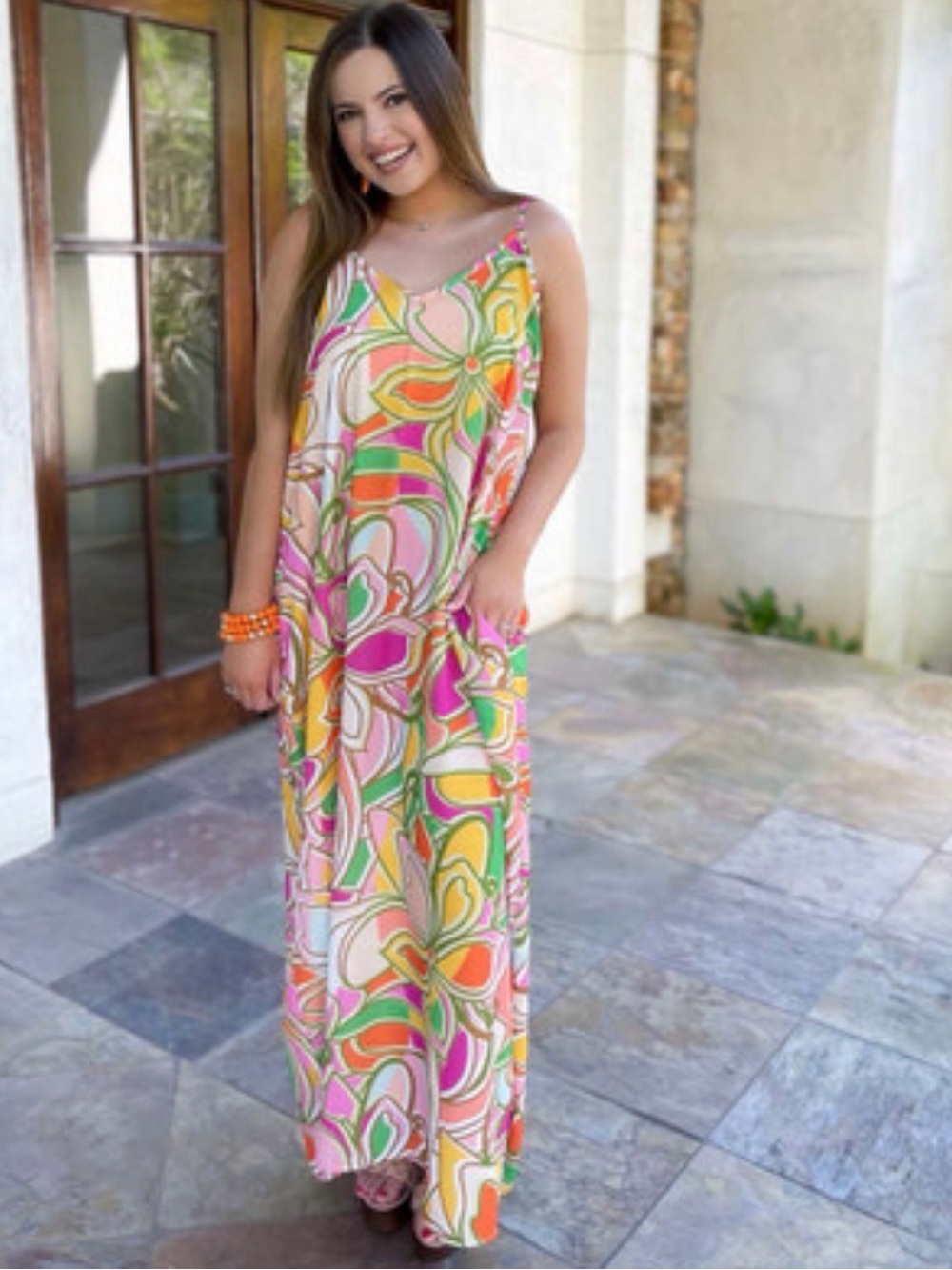 Heimish USA Multicolor Floral Maxi Dress XL, EUC